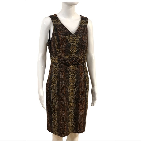Madison Womans Dress Size 10 Sheath V Neck Sleeveless Animal Print Snake NWT - Picture 5 of 10